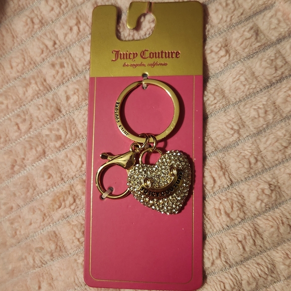 Juicy Couture Gold Heart Keyring Bag Charm with Sparkling Stones NWT - Picture 4 of 4